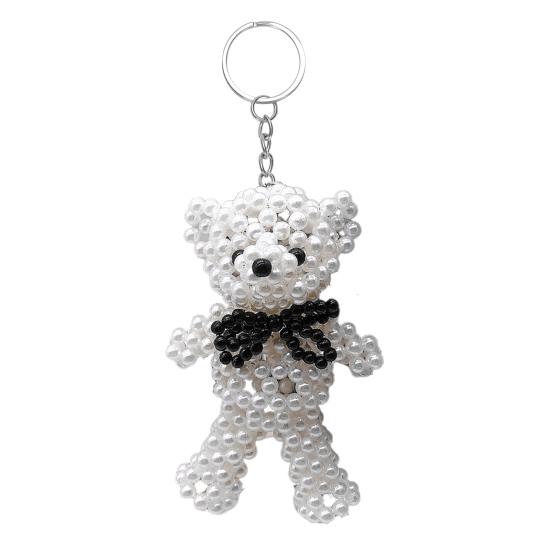 Брелок-подвеска в виде медведя и кролика из искусственного жемчуга, ручной работы, плетеный, легкий шарм, брелок для ключей, аксессуар для рюкзака/сумки