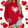 Женский повседневный пуловер с круглым вырезом и длинным рукавом с принтом ко Дню святого Валентина