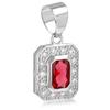 [Q8870] - Silver Pendant 'Sissi' Silver-white Ruby ​​(rhodium-plated) - 11x9 Mm