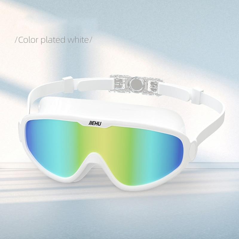 Очки для плавания с большой оправой для взрослых, водонепроницаемые противотуманные очки HD для подводного плавания, мужские и женские регулируемые очки для плавания с широким обзором
