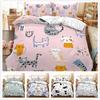 Cute Cat 3D Quick Drying Bedding Set Cartoon Animal Pillowcase and Duvet Cover 2/3 Pieces Single Bed Double Bed Girl Room Soft Quilt Cover