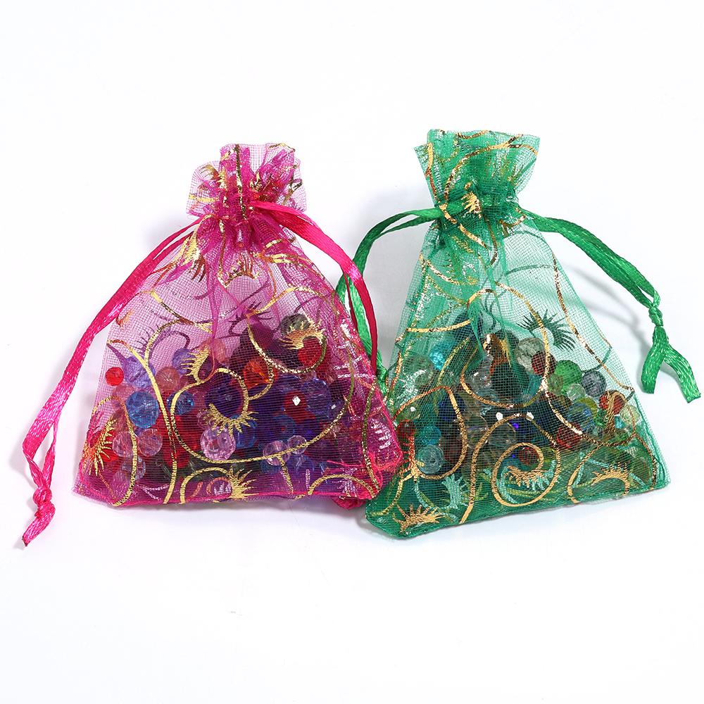 10pcs/lot Organza Gifts Bags Colorful Candy Beads Drawstring Storage Pouches For DIY Christmas Party Gift Jewelry Packaging Bags