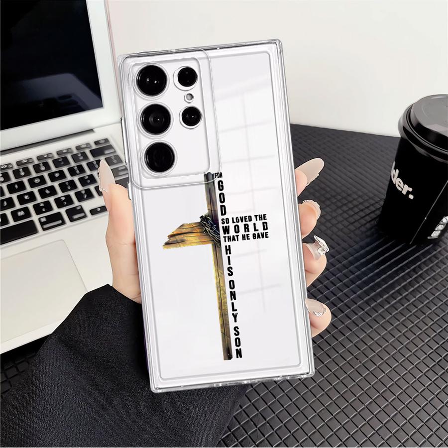 Простой Христианский Крест Чехол для Телефона для Samsung Galaxy S26 S21 S22 FE S20 Plus S24 Note 20 Ultra 10 S23 Ultra S25 Edge