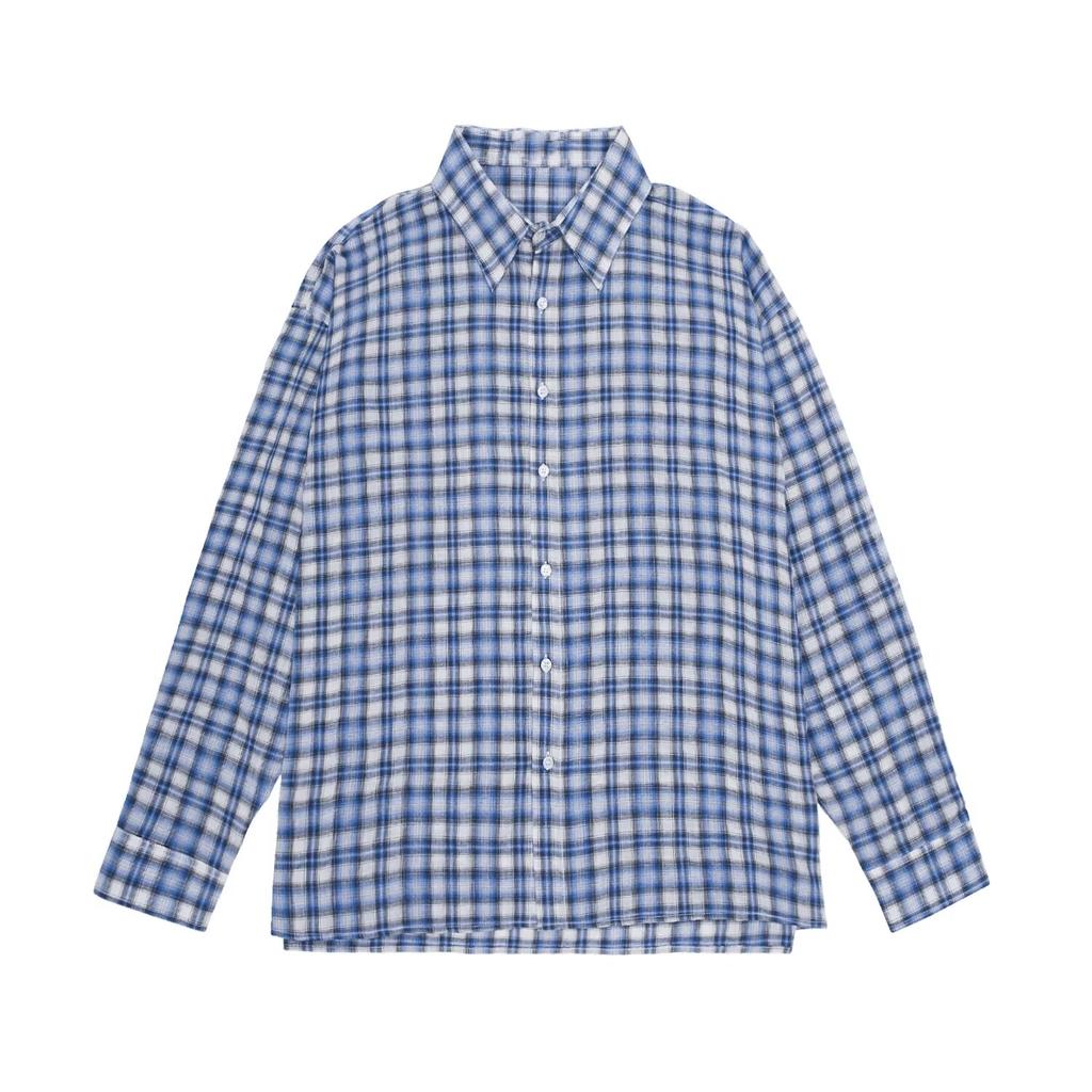 2024 Plaid Long Sleeve Shirt Japanese Hong Kong Style Ins Loose Shirt Boys Summer Trendy Versatile Casual Coat