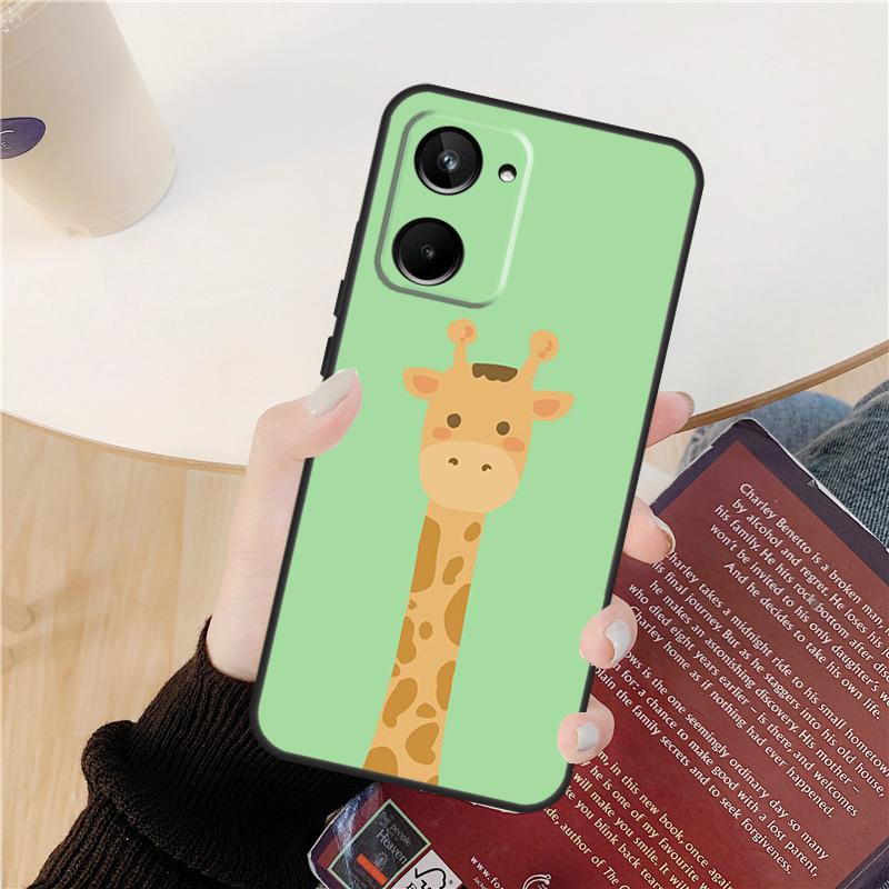 Милый Мультяшный Животный Чехол Жираф Для Realme GT 6 6T 5 GT7 Pro 10 11 12 13 14 Pro Plus C53 C51 C21Y C25S C55 C67 C61 C75
