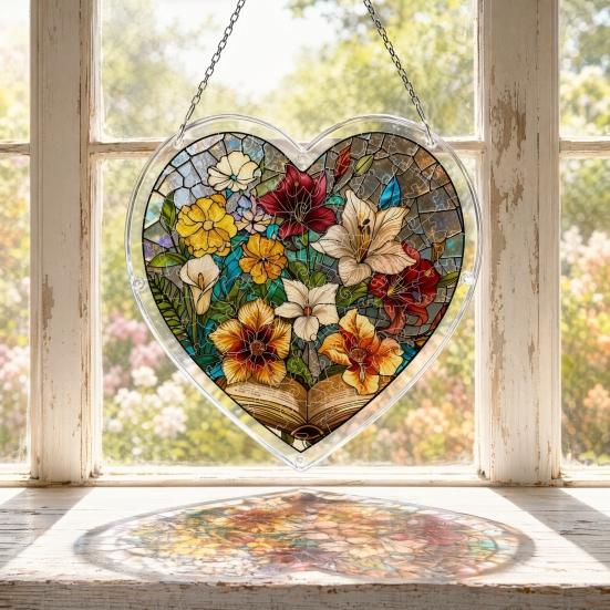 yangyizhi Suncatcher Puzzle Pendant, Durable Acrylic Window Hanging, with 3D Pattern, Stained Glass Effect Waterproof Decorative Ornament, for