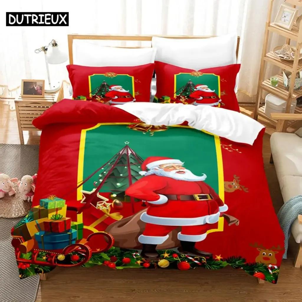 3D Christmas Quilt Cover Comfortable Duvet Quilt Cover Pillowcase Bedding Set Children Bedroom Decoration Home Textile