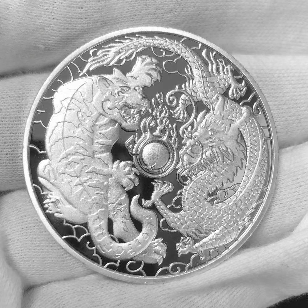 American themed series commemorative medals, foreign trade commemorative coins, dragon and tiger battles, metal badges, coins