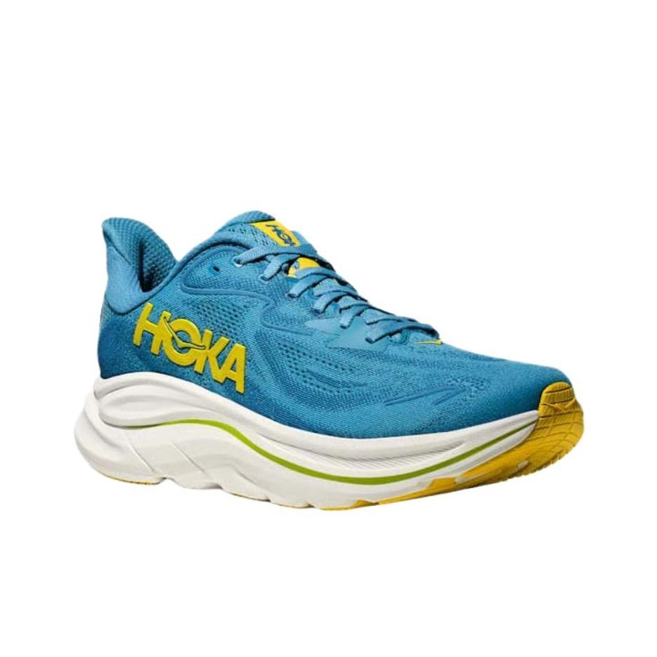 HOKA One One Clifton 10 Удобные Мягкие Повседневные Кроссовки для Бега Мужские кроссовки Сине-Желтые 1162030-ALF