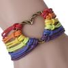 Gay Pride Heart Charm Multilayer Rainbow Rope Bracelet Bangle Lesbian Jewelry