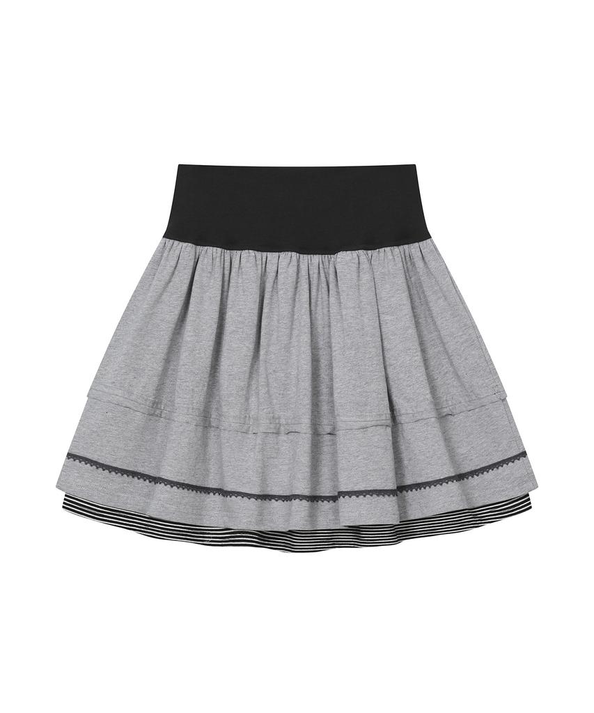Baup Lace Shirred Skirt [Gray]