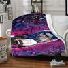 1Pc Cyberpunk Future Dreamscape Flannel Blanket, Soft And Comfortable, Casual Warm, Camping Travel, Christmas, Halloween Xmas Gift S1794