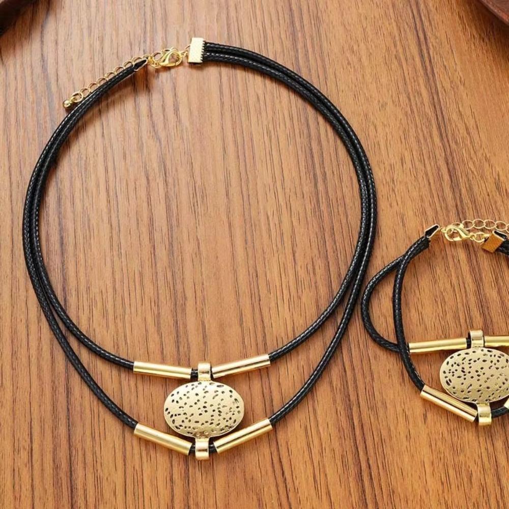 2Pcs/Set Large Necklace Pendant Bohemian Necklace Chain Choker New Necklace Bracelet Set