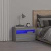VidaXL Bedside Table with LED Lights Nightstand Bedside Cabinet Bedside Unit Bedroom Furniture Home Sonoma Grey 3152828