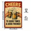 "Cheers To Good Times" Metal Sign - Vintage Pub Decor with Distressed Finish