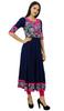 Женское синее платье Anarkali Kurti Rayon с принтом и расклешенной куртой, длинное платье на заказ