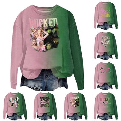 Женская модная повседневная толстовка с длинным рукавом, свободного кроя, с принтом