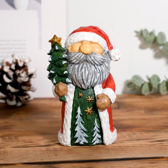 Santa Claus Snowman Resin Figurine Christmas Tabletop Decoration for Home Office Desk Festive Holiday Gift