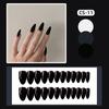 24Pcs Pointed Black Wearable Nail Patch Solid Color DIY Art False Nail Press On Fake Nails Girl False Nails with Wearing Tools
