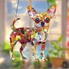 Dog Suncatcher Stained Acrylic Christmas Ornament Colorful Puppy Sun Catcher Window Hanging Decoration for Balcony Garden