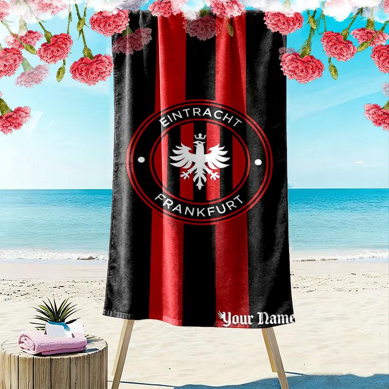Eintracht Frankfurt Custom Name Print Beach Towel, Large Soft Quick Dry Towel for Beach Camping Swimming