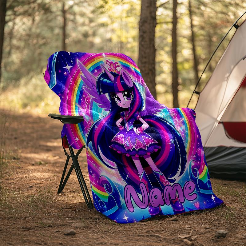 Personalized Custom Name Blanket - My Little Pony Print Design,Blanket for Sofa,Bed,Travel,Camping - Soft and Warm, Great Gift