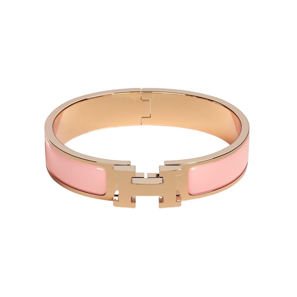 HERMES Clic H Enamel Bangles Women's Pink/Rose Gold H700001FO1z