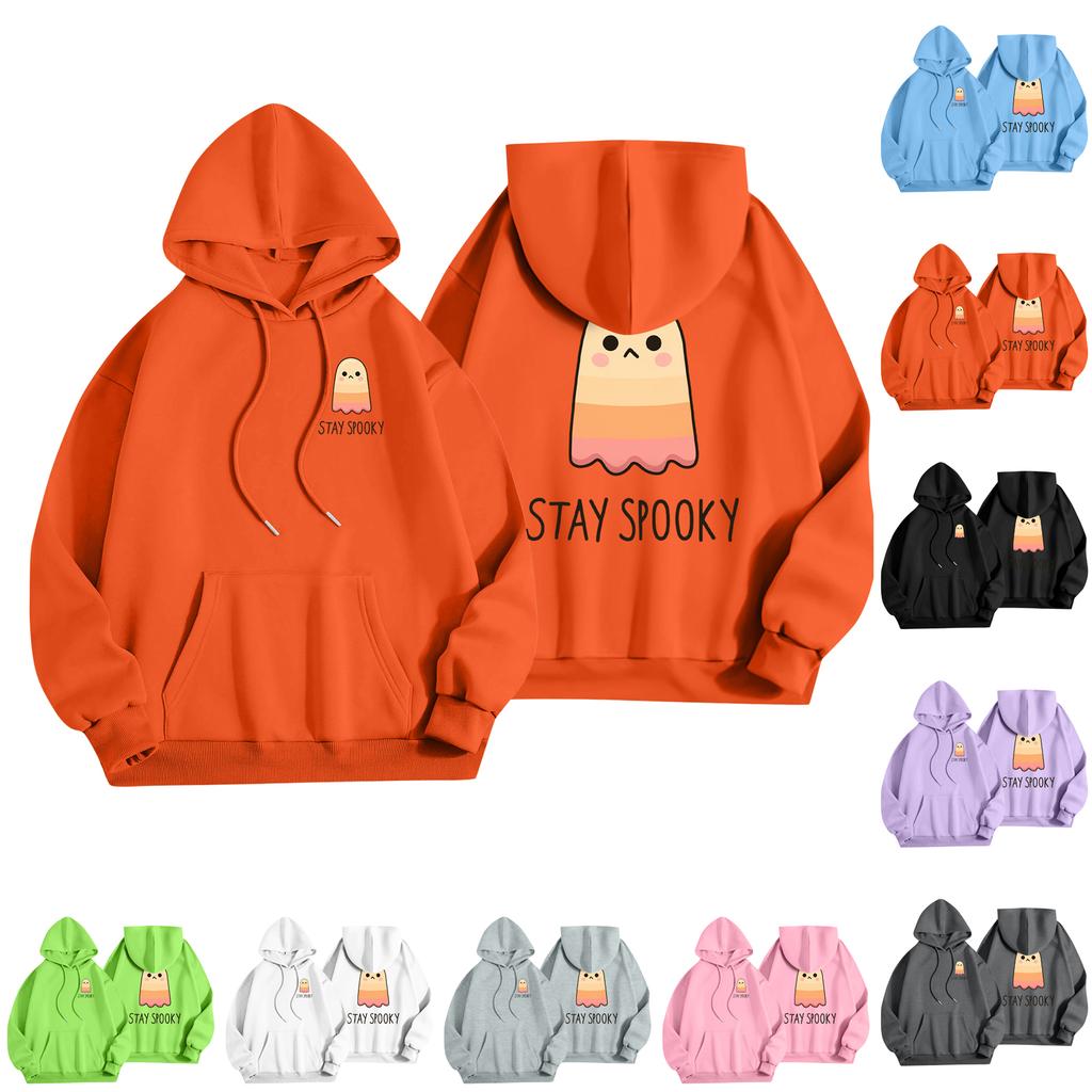 Children's Casual Fashion Halloween Print Long-Sleeved Hooded Sweatshirt