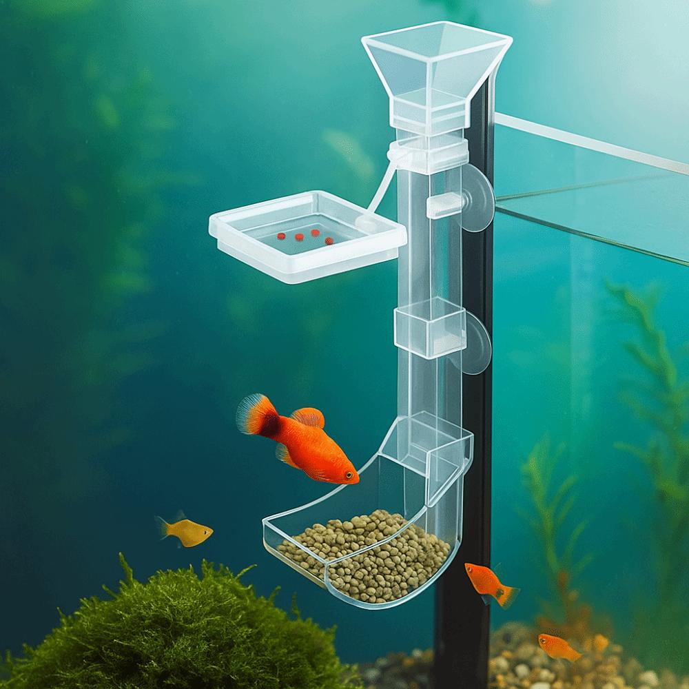 Wall-mounted Fish Tank Feeding Tube Acrylic Fish Feeding Basin Food Dispensing