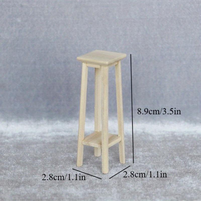 1/12 Scale Miniature Wooden High Stool Model Ornament - DIY Miniature Photography Props- Seasonal Decor - Perfect Gift