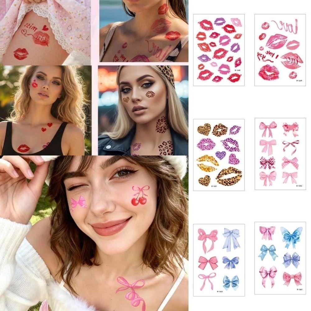 Leopard Print Valentine Day Kiss Lip Stickers Disposable Makeup Stickers Men Women