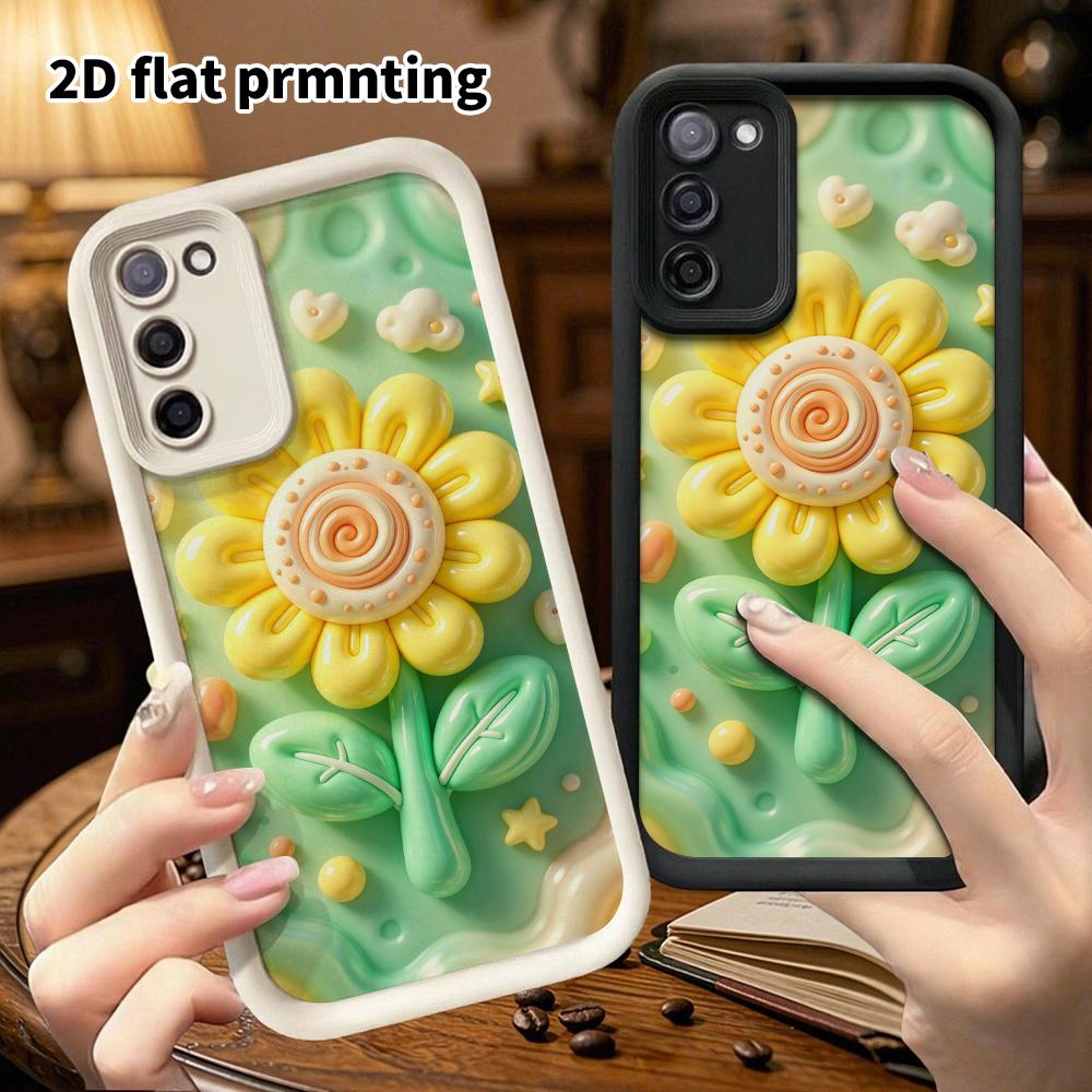 Phone Case: 2D flat design suitable for Samsung Galaxy A34 A35 M05 M06 S20 S22 S21 FE Plus 5G protective case, clay sunflower, perfect Christmas and H