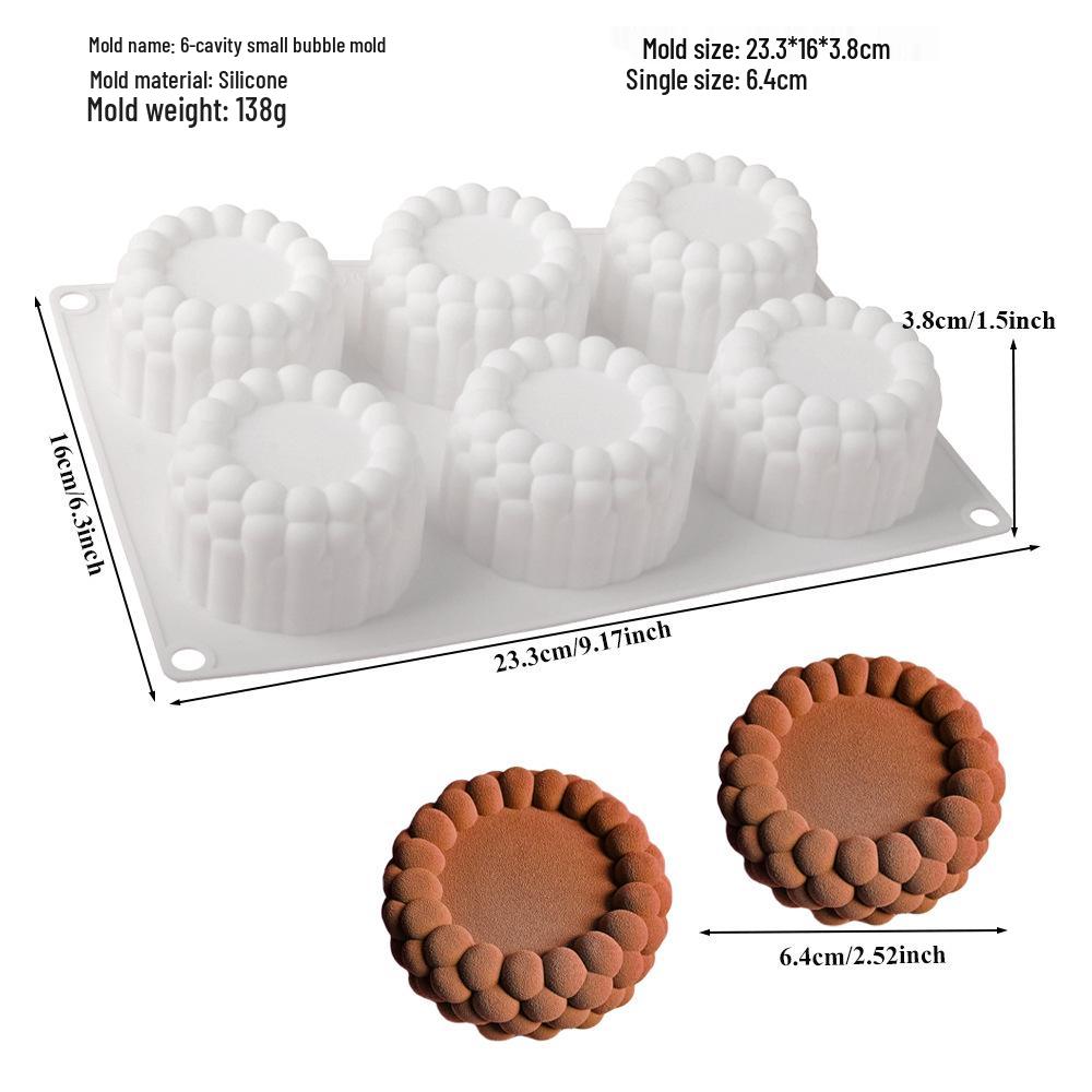 6-Cavity Flower & Heart Silicone Mousse Mold for Chocolate and Cakes