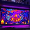 UV Activated Christmas Garage Door Cover Fluorescent 2D Flat Christmas Door Banner Lighted Holiday Cartoon Backdrop for Xmas Indoor Outdoor Wall Decor