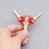 Y Shape Three-Way Gas Valve Copper 8mm Golden Red Shut Off Ball Valve Hose Barb Clamp Tee for Fuel Gas Distribution