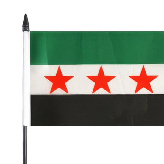 10/20Pcs Syrian Stick Flag Fade-Resistant Double-Sided Print Handheld Small Flag with Sticks Mini Syrian Banner Decoration