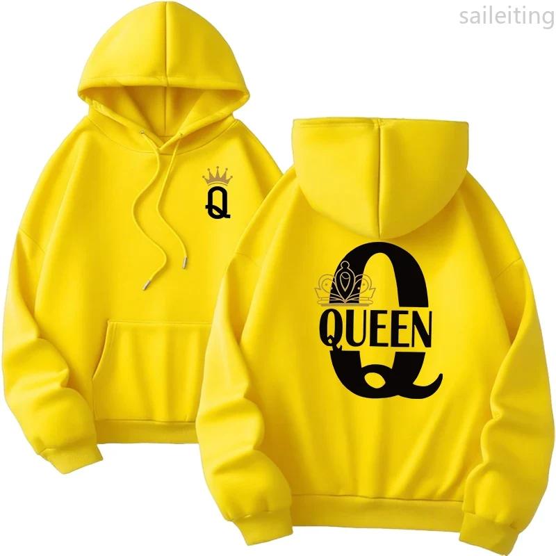Queen King Print Pullover Woman Fall Winter New Arrival Couples Sweatshirts Home Outdoor Comfort Warm Casual Hoodies Aesthetic