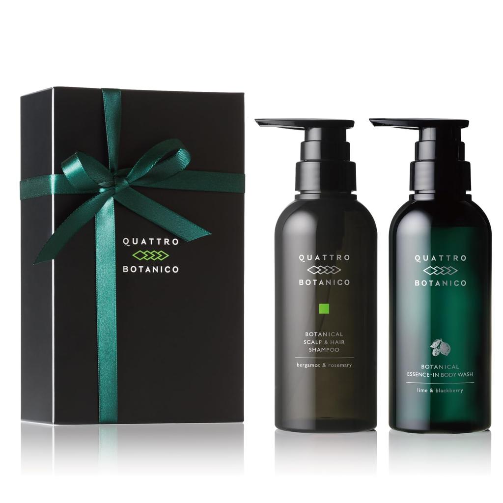 Quattro Botanico Present Shampoo Body Wash Set with Gift Wrapping Scalp Shampoo 300mL Body Wash 300mL Gift Set Body Soap Dry Dry Skin Sensitive Skin