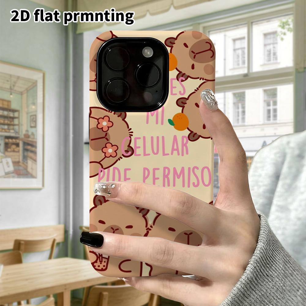 Phone Case: 2D flat design suitable for iPhone 18 17 16 15 14 13 Pro film protective case, couple style, capybaras in different poses, Christmas and H
