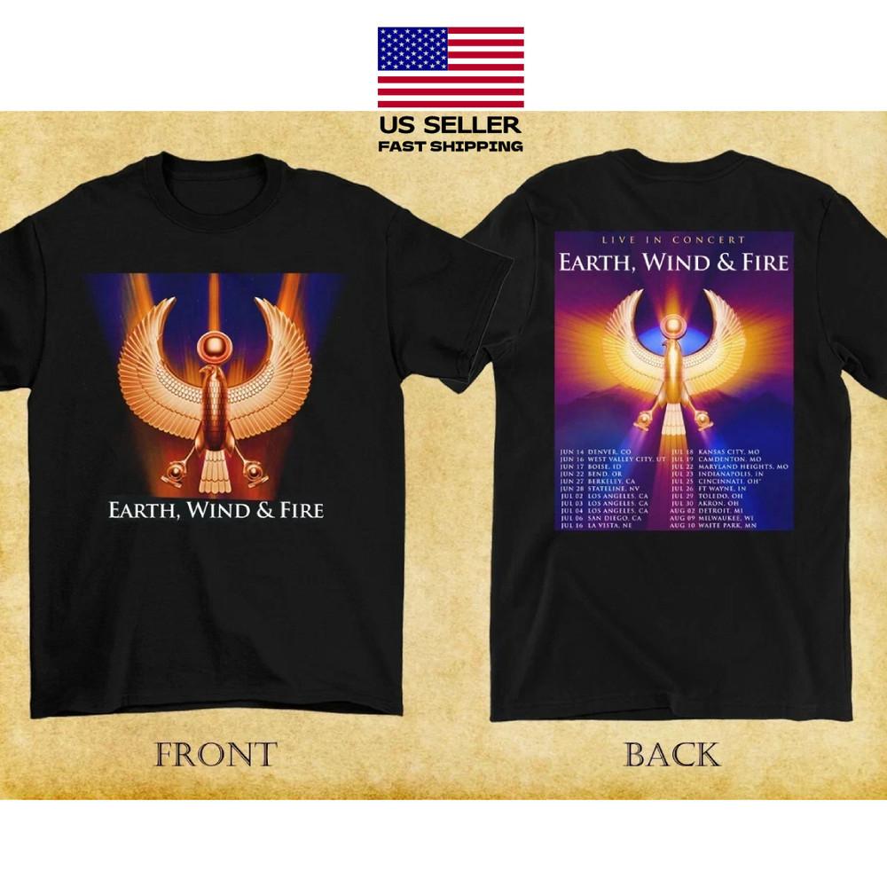 2 стороны Тур Лето 2025 Earth Wind And Fire Футболка Черная Унисекс Унисекс Футболка