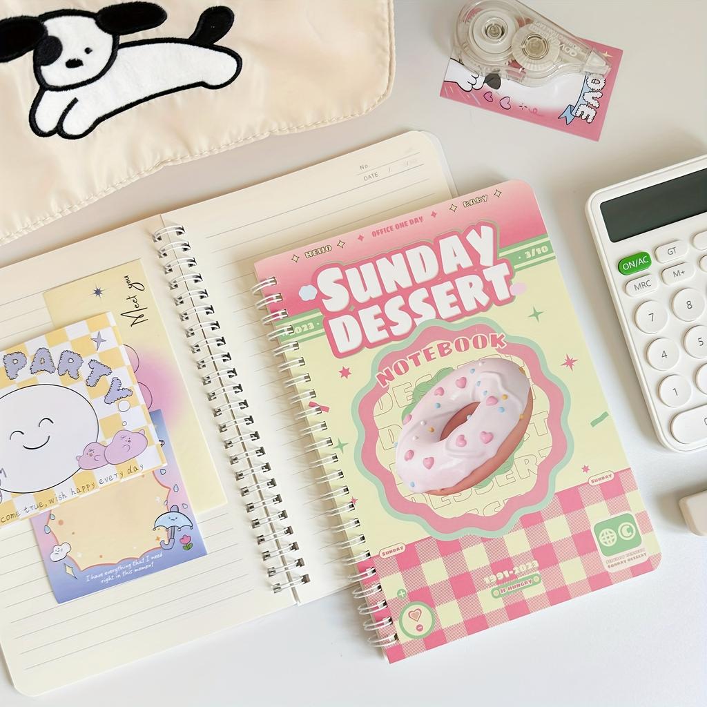 Girl Heart Horizontal Line A5 Notebook 2PCS Retro Coil Student Classroom INS Style