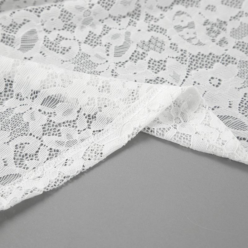 Женская сексуальная белая кружевная ажурная юбка с вырезом, весна-лето, жаккардовая юбка А-силуэта с высокой талией