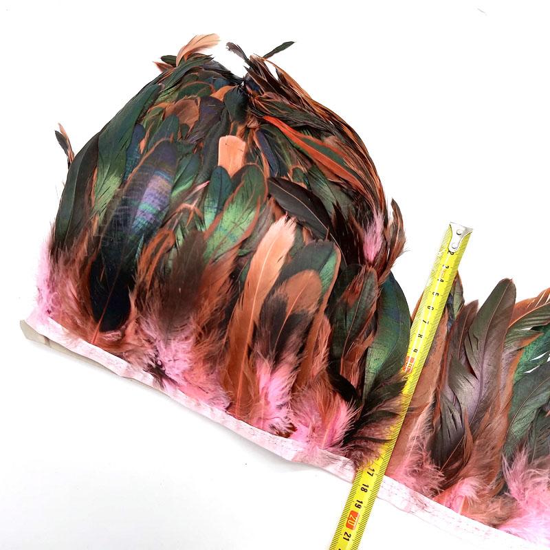5-10Meter Natural Chicken Rooster Tail Feather Trims Fringe Plume for Needlework Sewing Accessories Decoration 13-18cm