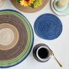 4pcs Braided Woven Place Mats Washable Table Place Mat Round Placemats Coasters  for Dining Table