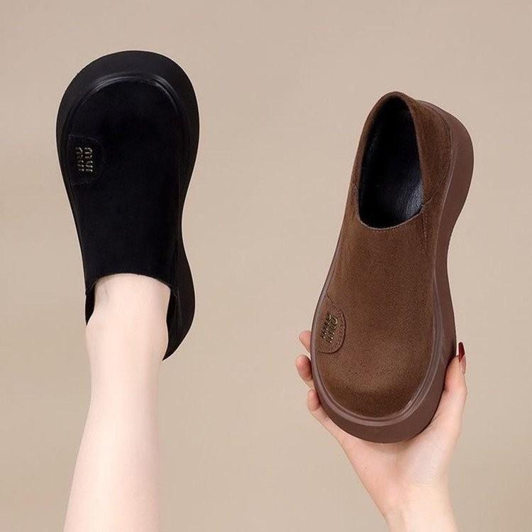 Ретро платформа Birkenstocks осенние новые маффин-шуз увеличенная подошва нескользящие туфли с круглым носом