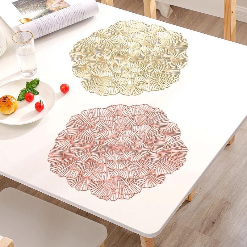 Placemat PVC Washable Mats for Dining Table Decor Mat Non-slip Placemat Set In Kitchen Accessories Cup Coaster Wine Pad