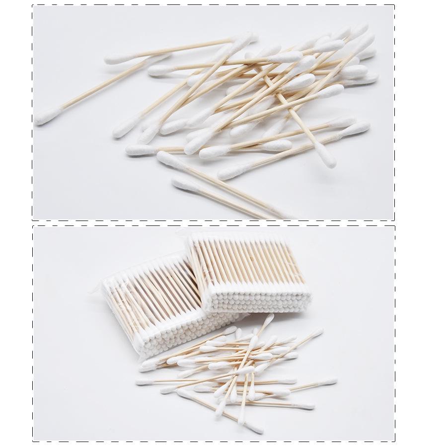 Wooden Cotton Swabs, 100 pcs - Double-Ended for Ear Cleaning & Makeup Removal