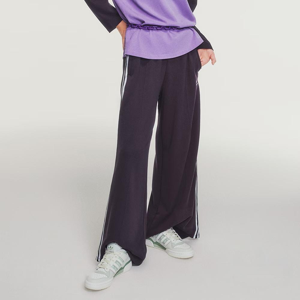 (WMNS) adidas 3-Stripes Loose French Terry Wide Leg Pants Asia Sizing 'Aurora Black' Women's IW3177