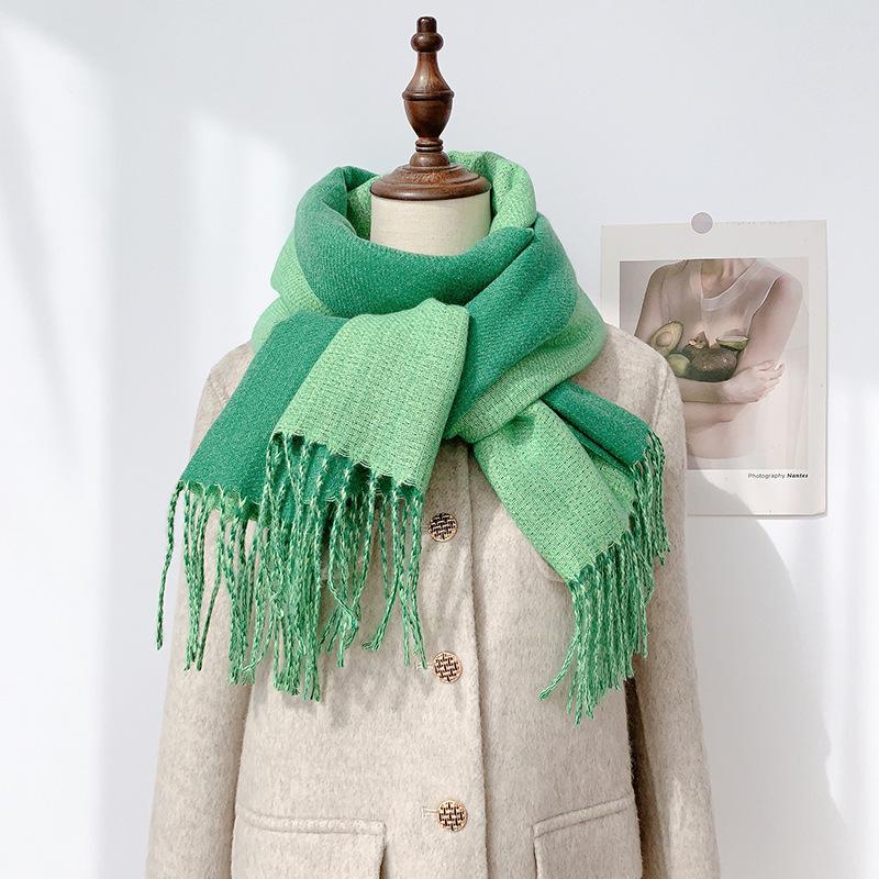 35 цветов 2024 осень и зима новый двухсторонний однотонный искусственный кашемировый кисточный платок утолщенный теплый шарф для мужчин и женщин