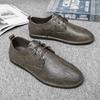 Spring Winter  Fashion Men Lace-up Leather Casual Shoes Trend Shoes Cool Loafers Flats Soft Lightweight Driving Shoes Comfy